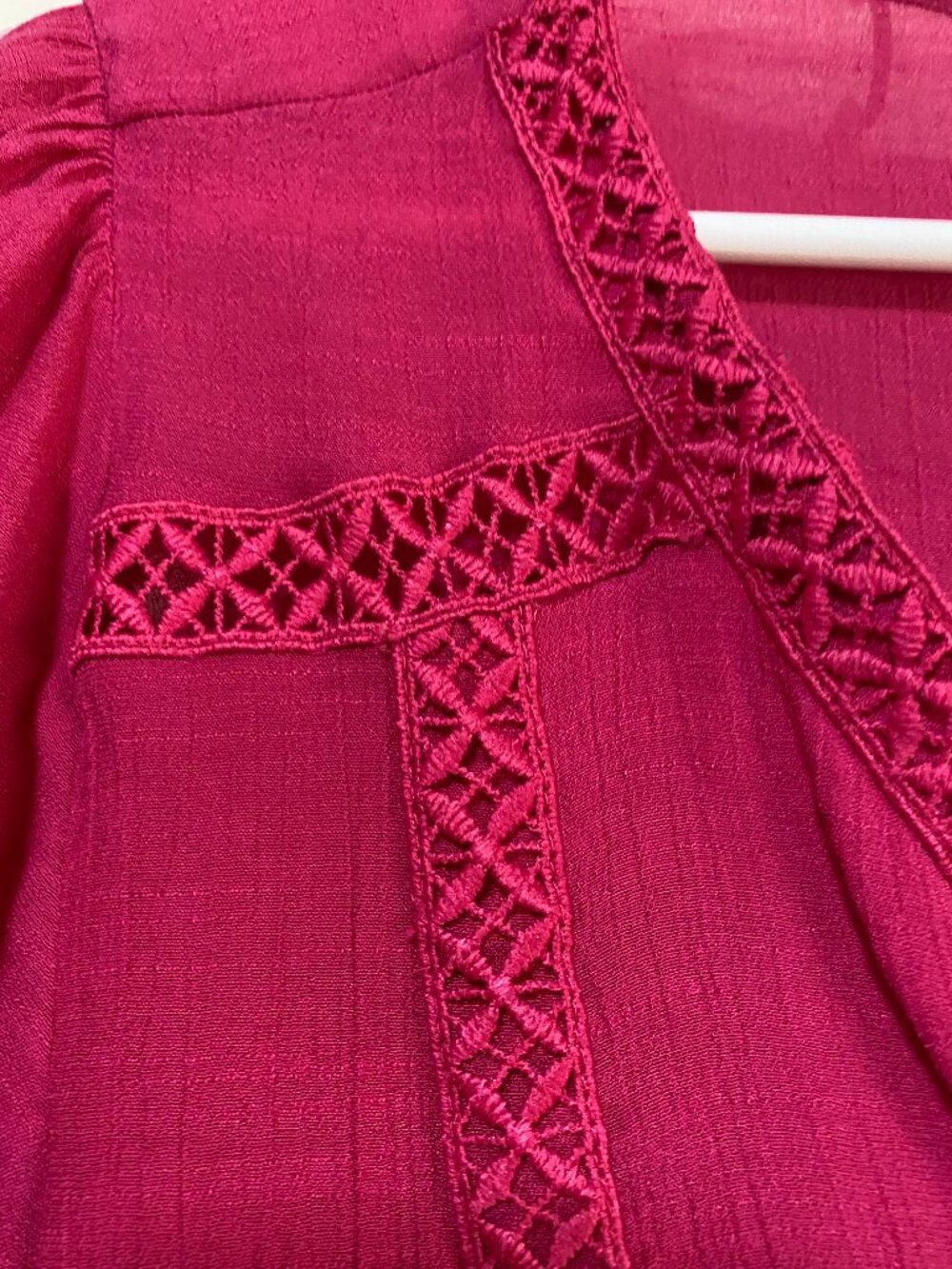 Zac & Rachel, woman, long puff sleeve, pink, Boho blouse, size 1X - Picture 4 of 11